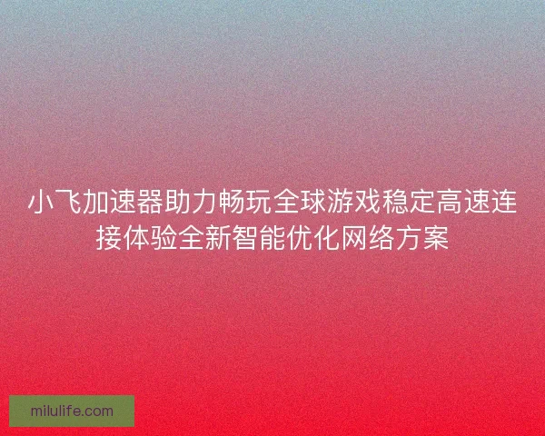 小飞加速器助力畅玩全球游戏稳定高速连接体验全新智能优化网络方案